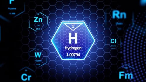 Futuristic Hydrogen Element Periodic Table Display
