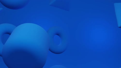 3d blue geometrics falling background.