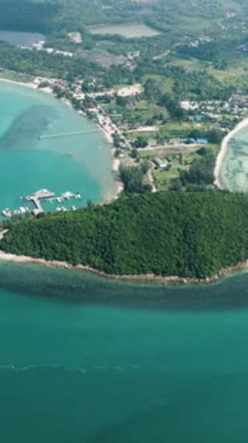 Small Green Island and Turquoise Water with Sandy Coastline Lipa Noi Ko Samui Thailand