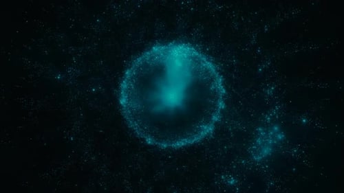 Animation mit grünen glänzenden Galaxiensternen