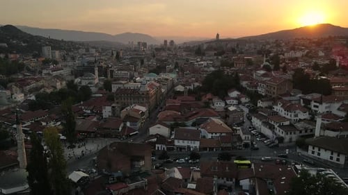 Top view of old city center of Sarajevo