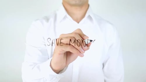 Save Money Written on Clear Screen