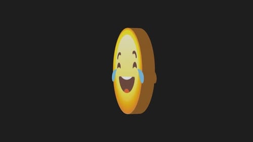 Modern 3D Spinning Emoji Face With Tears of Joy Animation