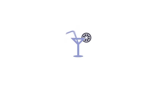 Animated Cocktail Glass with Lemon Slice Flat Design