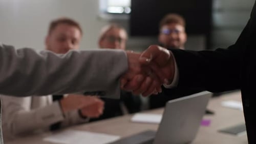 Business Handshake in Modern Office Meeting