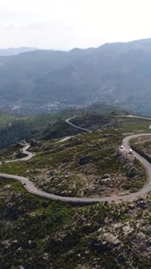 Aerial Mountain Road Vertical View 05