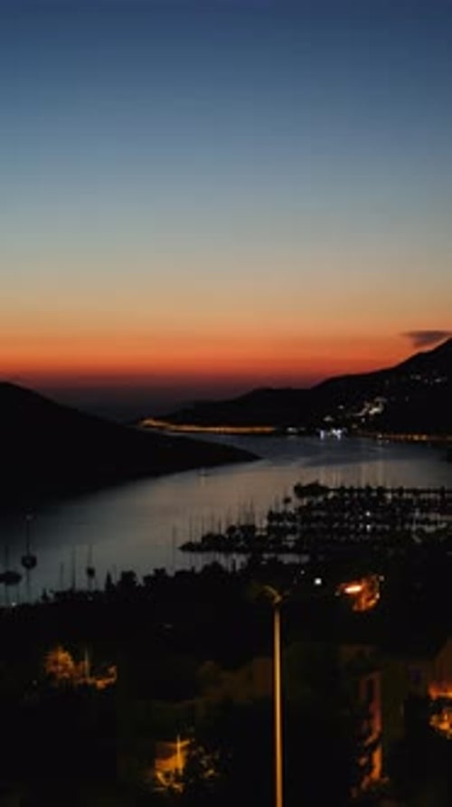 view of the bay of the city at dusk