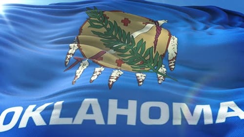 Realistic Oklahoma State Flag Waving in the Wind