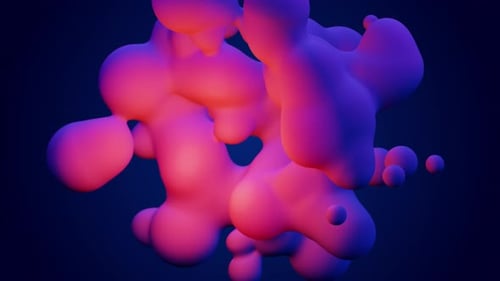 3d Render Pink Blue Metaball Split Into Many Bubbles Meta Balls Deformation Motion Design Animation