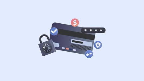 Animated 3D Credit Card Security and Online Payment Concept