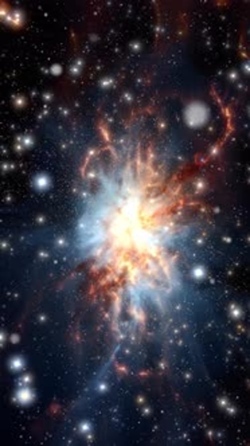 Flying Through Vibrant Starfield and Abstract Nebula Background