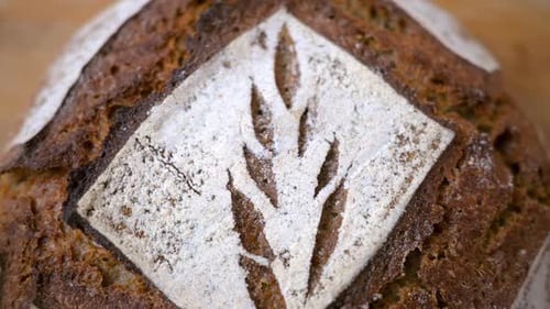 Close up of artisanal fresh bread with wholemeal flour