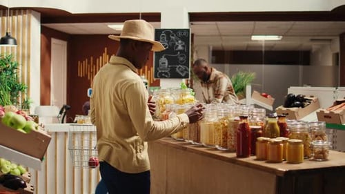African American Buyer Visiting Local Farmers Market to Shop