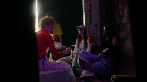 Friends Gathering and Socializing in Urban Setting