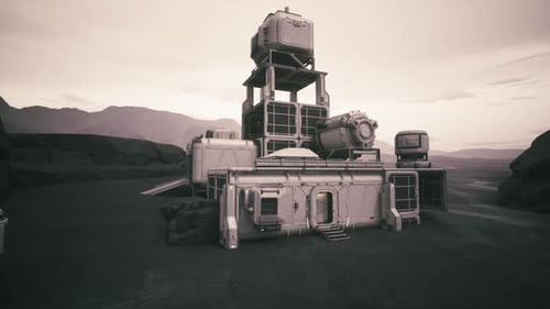 Colonist Base Set on a Distant Planet During Twilight Hours