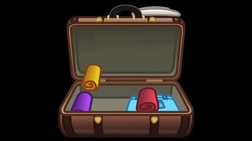 Travel Suitcase Packing Animation with Destination Stickers