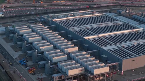 Aerial view of data center construction site