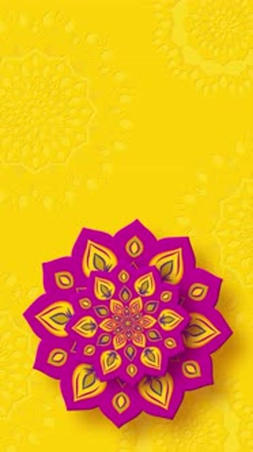 Rotating Indian Rangoli or Mandala for Diwali festival of lights.