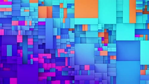 Colorful abstract background with squares and rectangles in blue, pink, and orange colors. Seamless