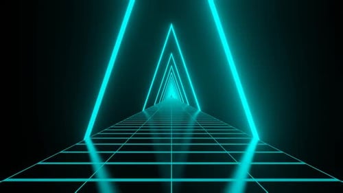 Cyan Sci Fi Neon Glowing Cyberpunk Road Background Vj Loop In HD