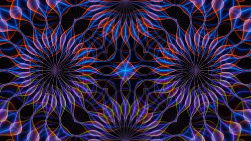 Abstract Blue and Orange Hypnotic Kaleidoscope Magic Energy Waves Illusion
