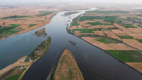 river splitting Punjab farmland in Pakistan