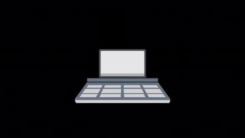 Animated Login Process on Flat Design Laptop Screen