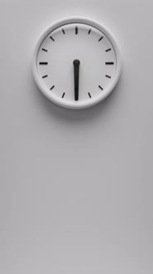 Modern 3D Analog White Wall Clock Time Running Loop