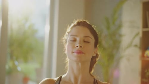 Pregnant Woman Meditating Peacefully at Home