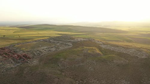 Aerial View Of Ancient City Green Meadow And Hills 2