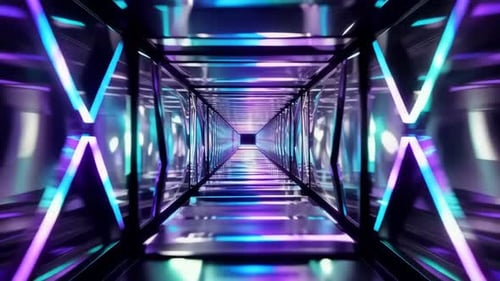 Futuristic Neon Tunnel SciFi Tech Corridor Motion