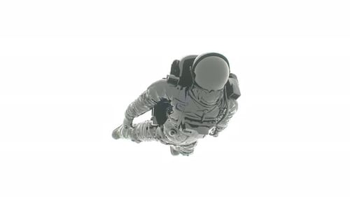 Black Astronaut Flying on a White World Loop