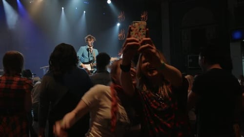 Crowd enjoys live band performance in a club