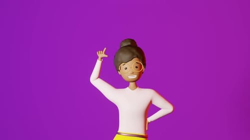 3D Woman Character Pointing Upwards for Idea Presentation