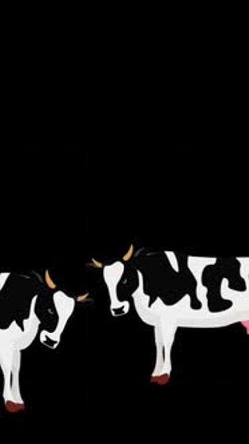 Farm Animals Cows Chickens And Roosters Vertical On Alpha Channel