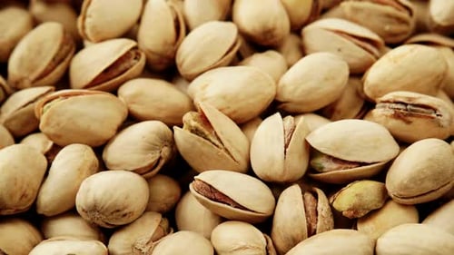 Shelled Pistachios Overhead Close Up in Daylight