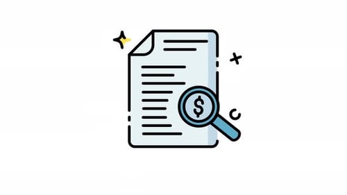 Animated Financial Document Analysis Icon in Flat Style