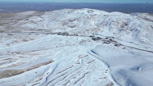 Images from a snowy and extinct volcanic volcano