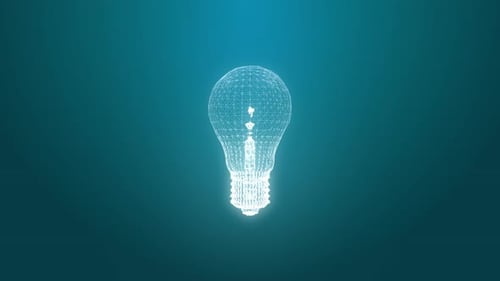 Abstract Wireframe Lightbulb Flickering for Innovation and Ideas