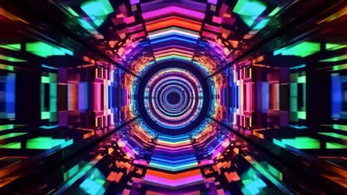 Futuristischer mehrfarbiger Neontunnel VJ Loop