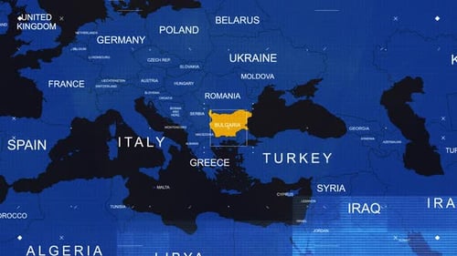 Animated Digital World Map Zoom with Country Highlight