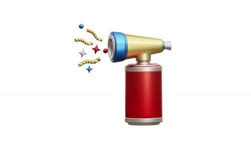 Animated 3D Confetti Party Popper Celebration