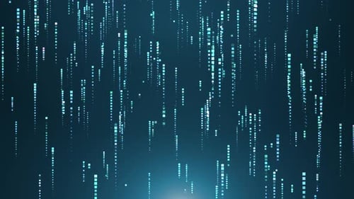 Abstract blue digital background. A stream of data points and lines or streaks of light