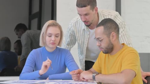 Creative Team Collaboration on Business Strategy in Workplace