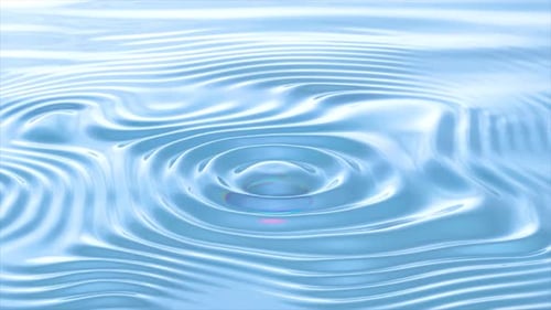 Iridescent Sphere Drops into Fluid Water Ripples Animation