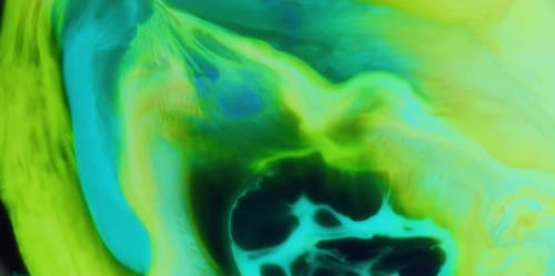 Abstract Background of Swirling Turquoise, Green, and Yellow