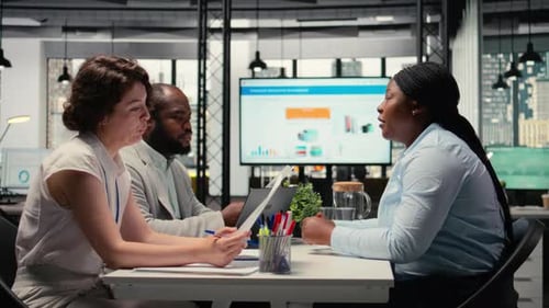 HR Department Team Discussing with Black Woman About Career Opportunity