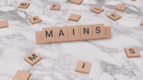 3D Wooden Letter Tiles Word Game on Marble Background