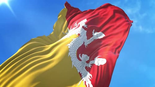 Drapeau du Bhoutan, vue à angle bas