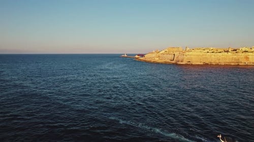 Aerial view of La Valletta city downtown at sunset, Malta.